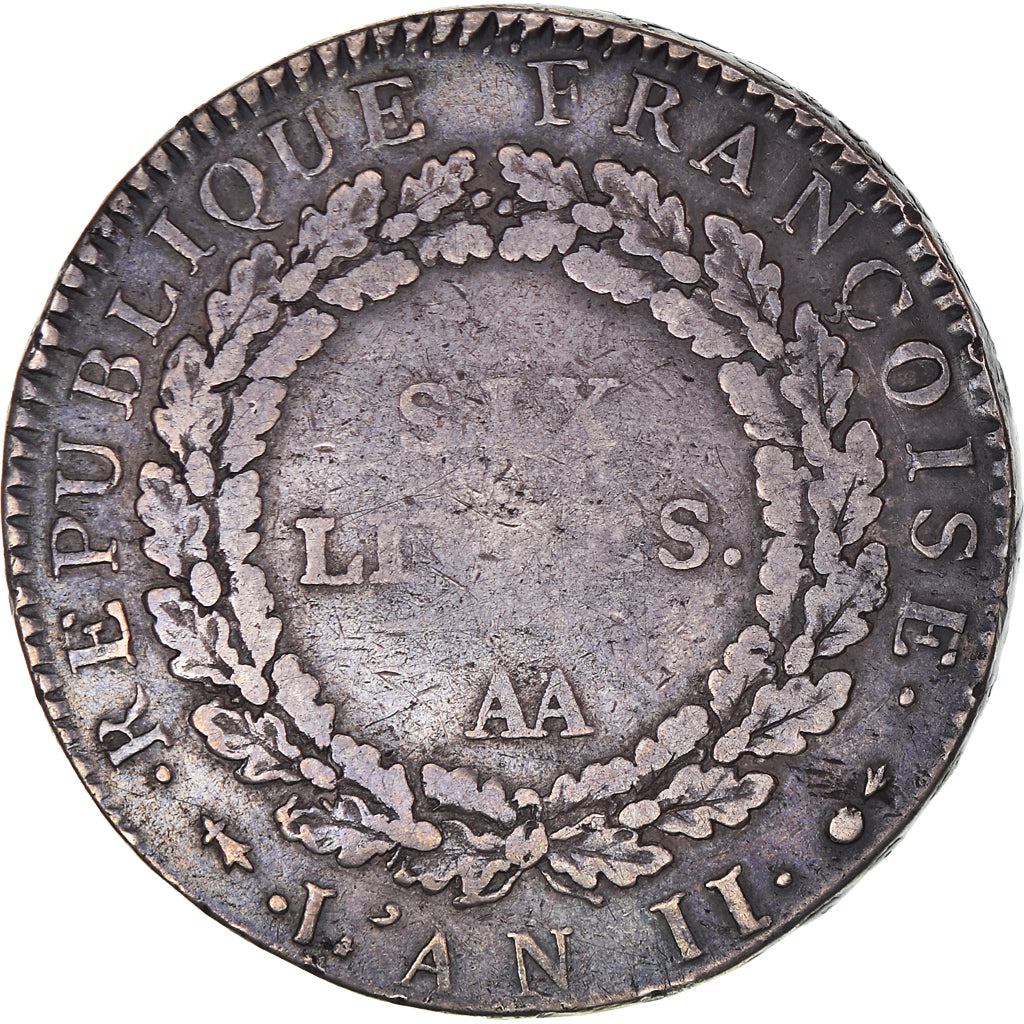 Coin, France, Écu de 6 livres françoise, 1793 / AN II, Metz, VF(30-35)