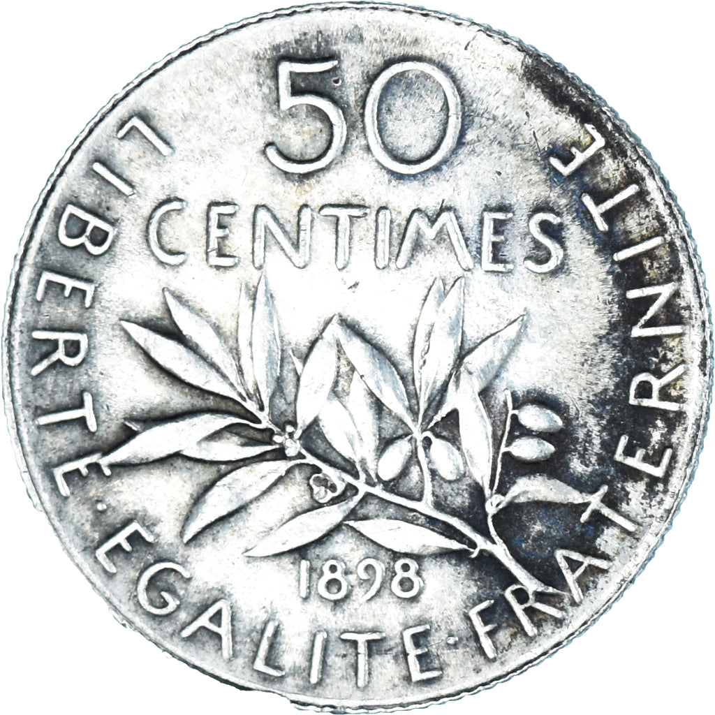 Moneta, Francia, Semeuse, 50 Centimes, 1898, Paris, BB, Argento, KM:854