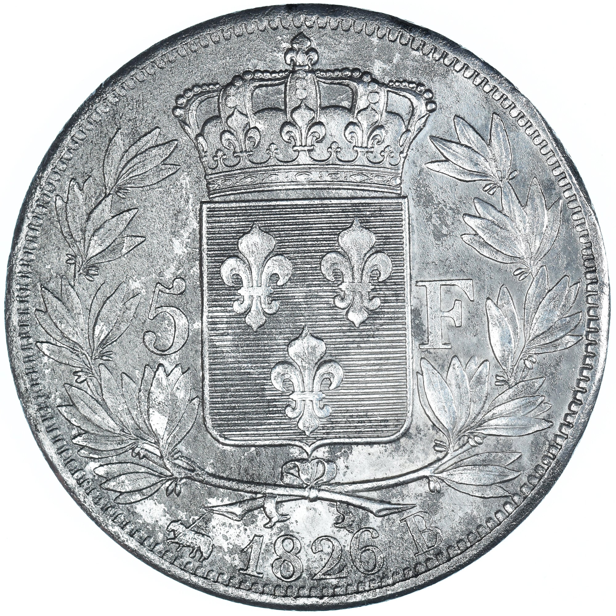 Coin, France, Charles X, 5 Francs, 1826, Rouen, AU(50-53), Silver, KM:720.2