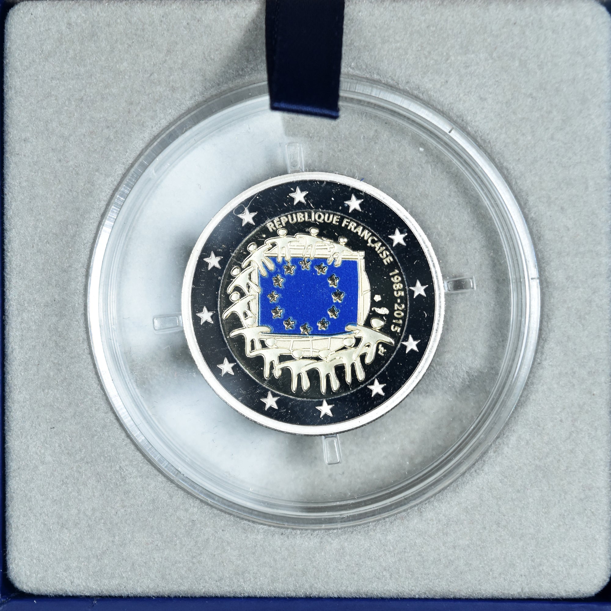 France, 2 Euro, 30 years of European Union Flag, Proof, Colorized, 2015, MDP
