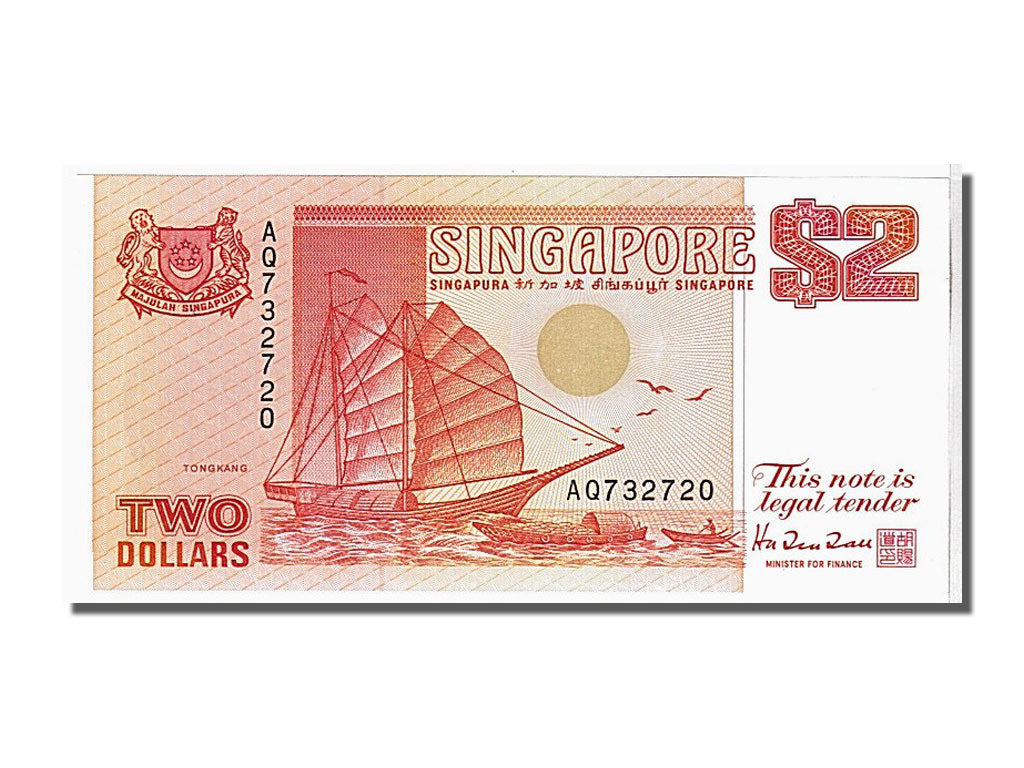 Banknote, Singapore, 2 Dollars, 1990, KM:27, UNC(65-70)