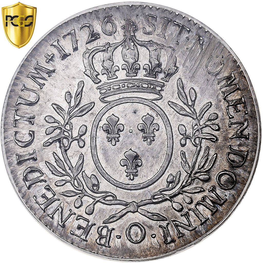 France, Louis XV, Ecu aux branches d'olivier, 1726, Riom, Pedigree, Silver
