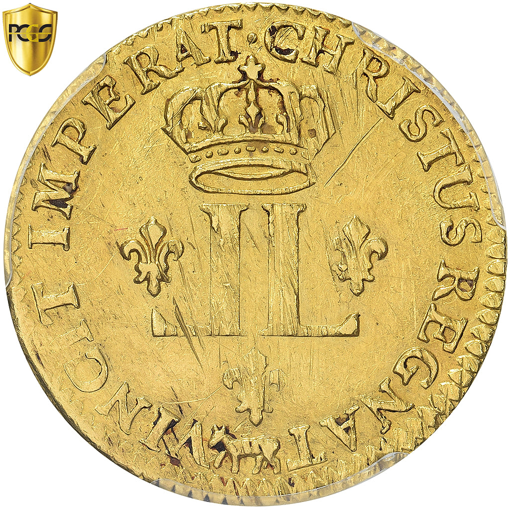 France, Louis XV, Louis d'or de Béarn aux 2 L, 1723, Pau, flan neuf, pedigree