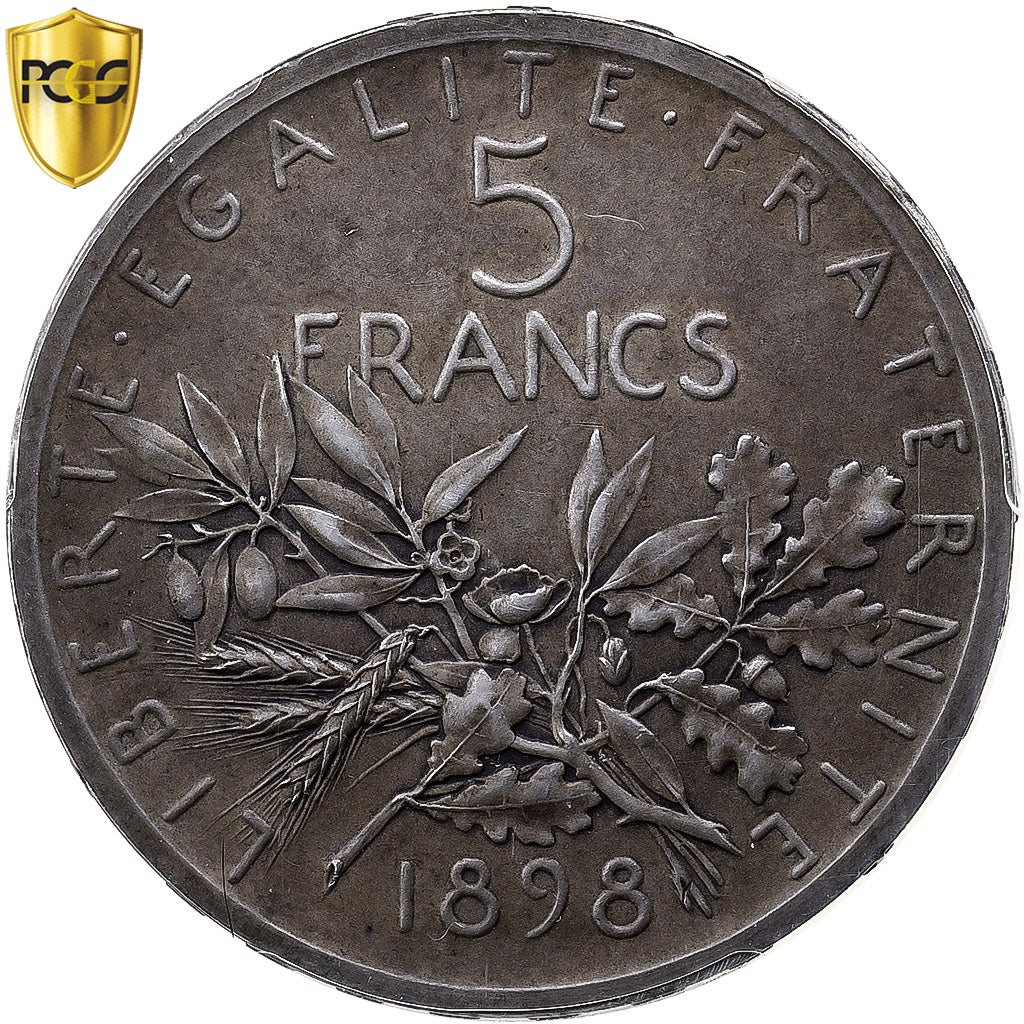 France, 5 Francs, Semeuse, 1898, Paris, Essai, Pedigree, Argent, PCGS, SP63