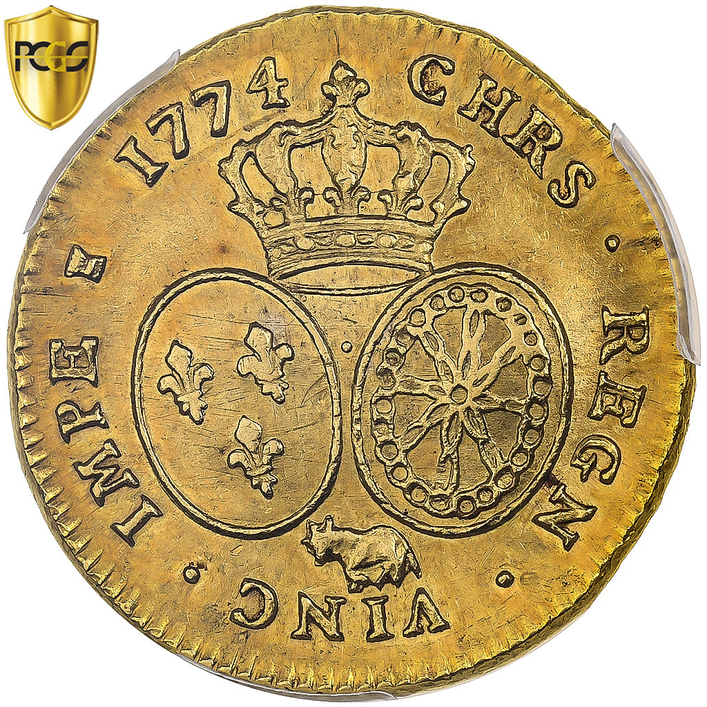 France, Louis XV, Double louis d'or de Béarn à la vieille tête, 1774, Pau