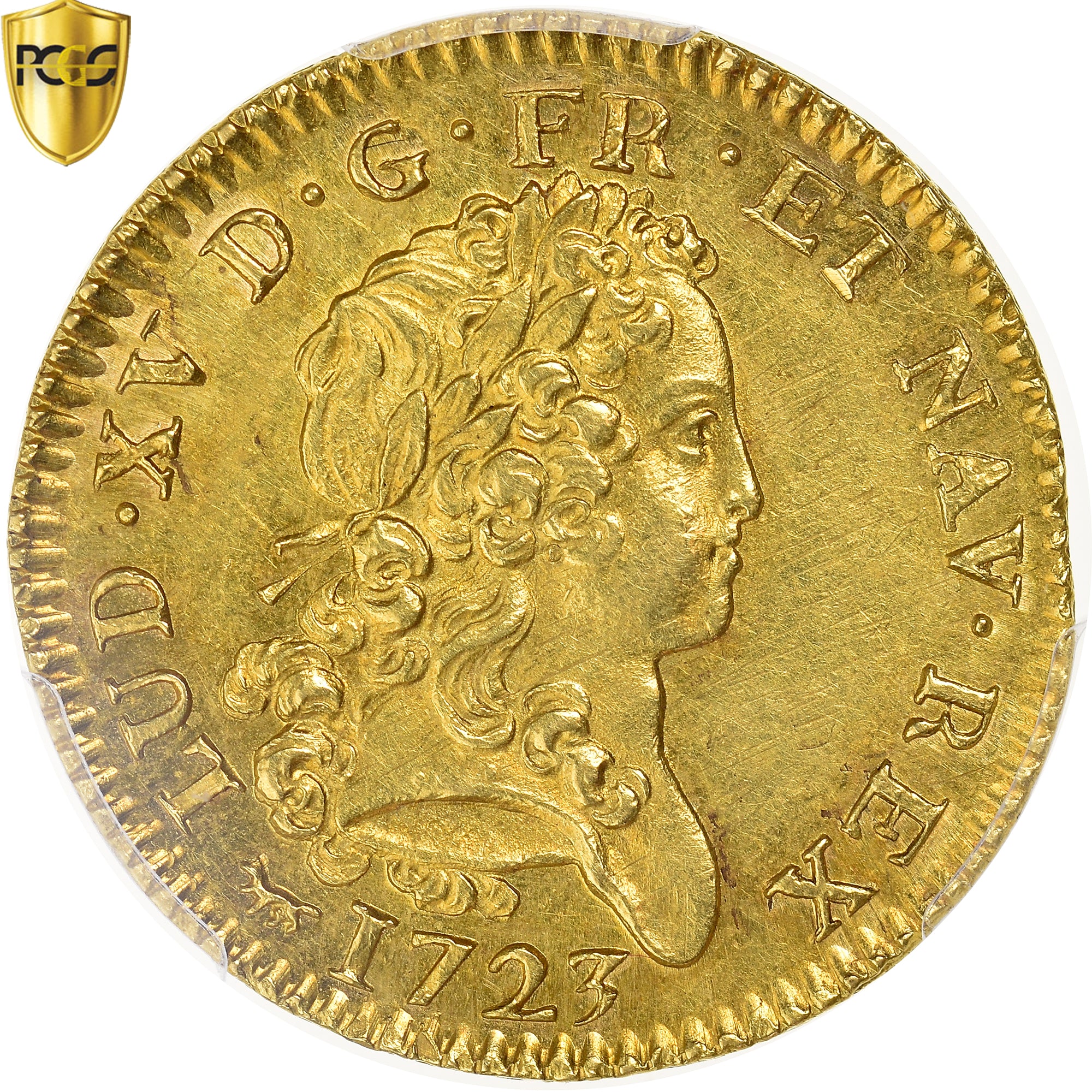 France, Louis XV, Double Louis d'or Mirliton, 1723, Paris, Pedigree, Gold, PCGS