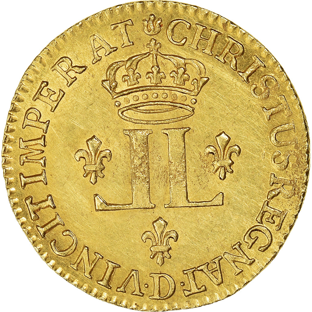 Francia, Louis XV, 1/2 Louis d'or aux 2 L, 1721, Lyon, Pedigree, Oro, EBC