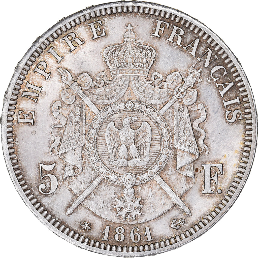 Frankreich, Napoleon III, 5 Francs, 1861, Paris, Pedigree, Silber, UNZ