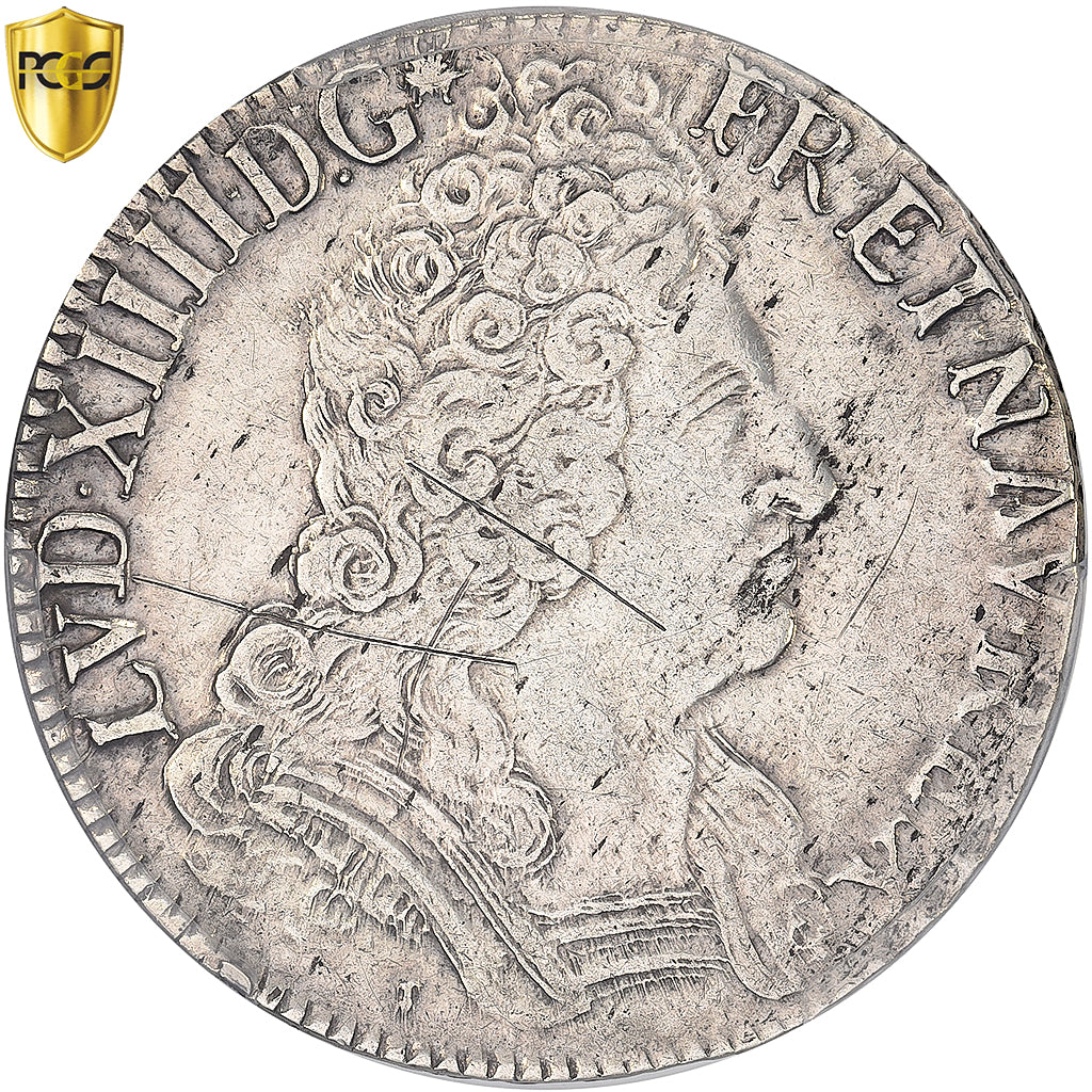 Francja, Louis XIV, Écu aux 8L, 2e type, portrait hybride, 1709, Bayonne