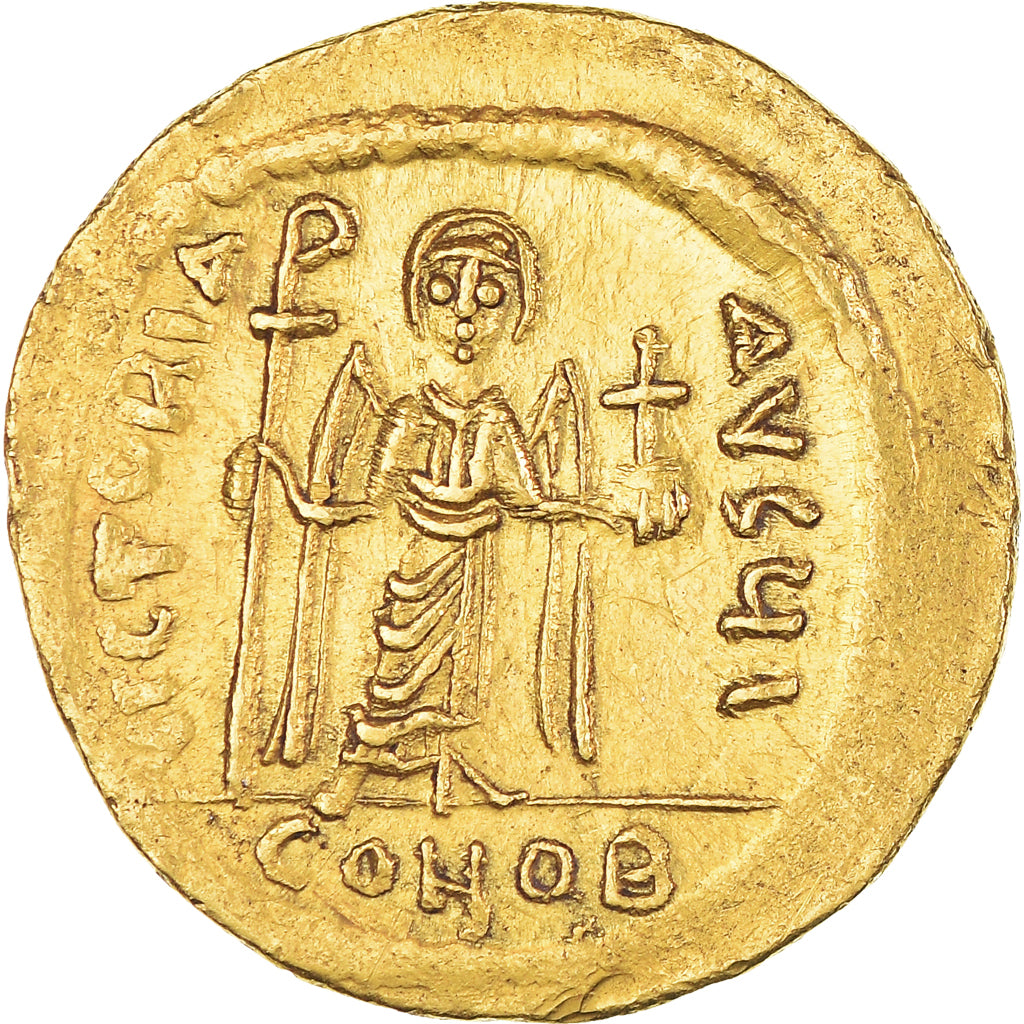 Phocas, Solidus, 606-607, Constantinople, Gold, AU(50-53), Sear:620