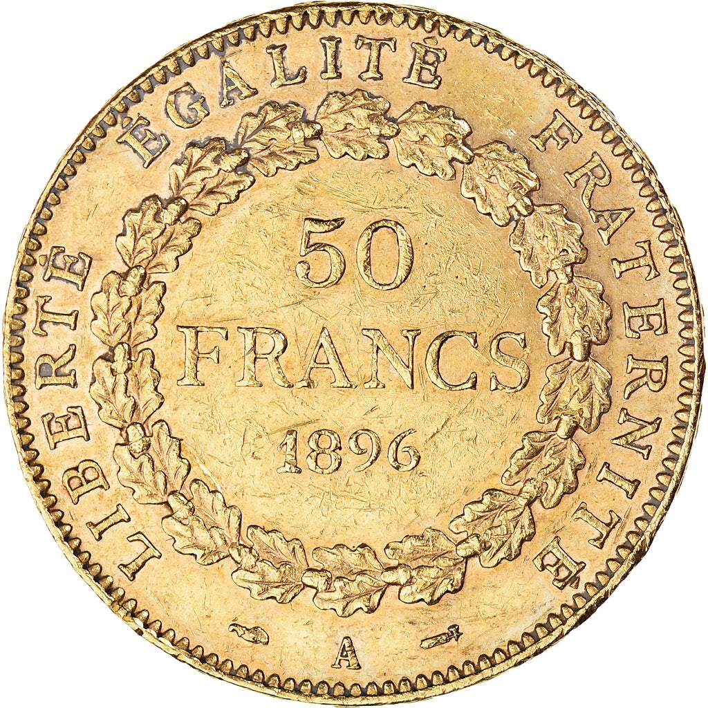 Francja, 50 Francs, Génie, 1896, Paris, Pedigree, Złoto, PCGS, Cleaned Au