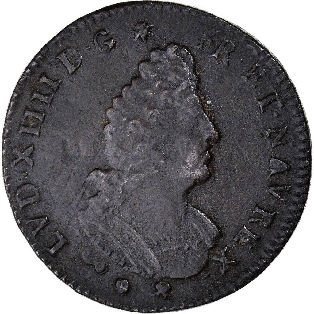Francia, Louis XIV, Liard au buste âgé hybride, Montpellier, Rame, BB, C2G:204