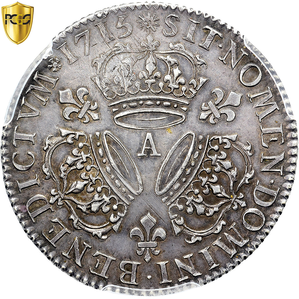Francja, Louis XV, 1/4 Ecu aux 3 couronnes, 1715, Paris, Pedigree, PCGS, MS62