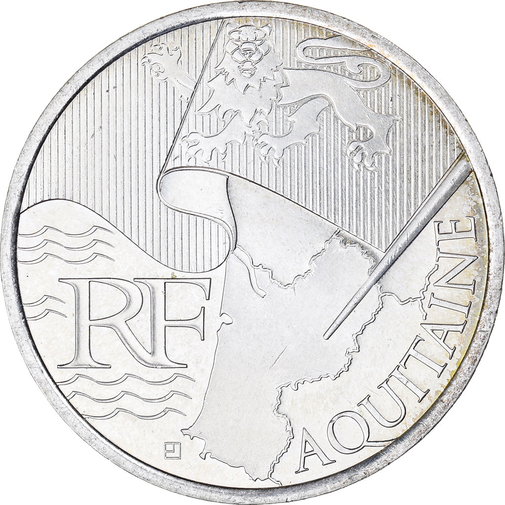 France, 10 Euro, Aquitaine, 2010, Monnaie de Paris, MS(64), Silver