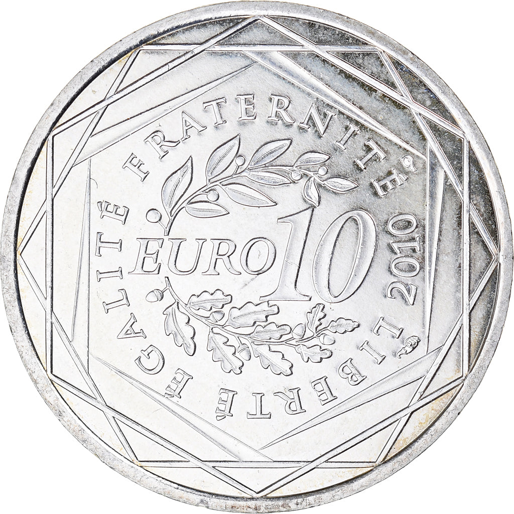 France, 10 Euro, Aquitaine, 2010, Monnaie de Paris, MS(64), Silver