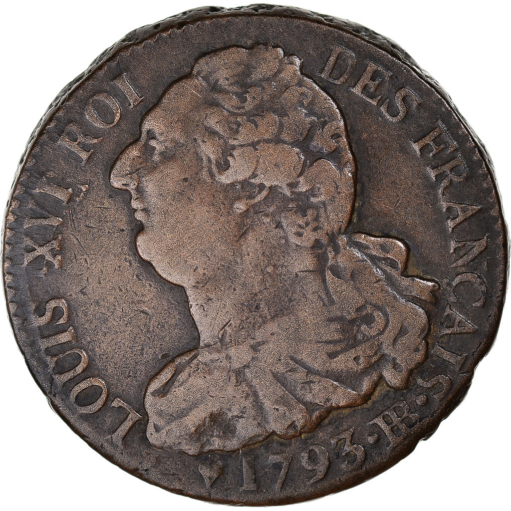 Coin, France, Louis XVI, 2 sols Français, 1793 / AN 5, Strasbourg, Pedigree