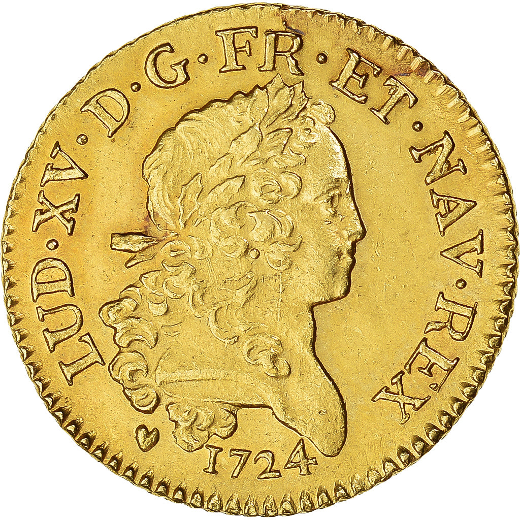 France, Louis XV, Louis d'or Mirliton, Grandes Palmes, 1724, Poitiers, Pedigree
