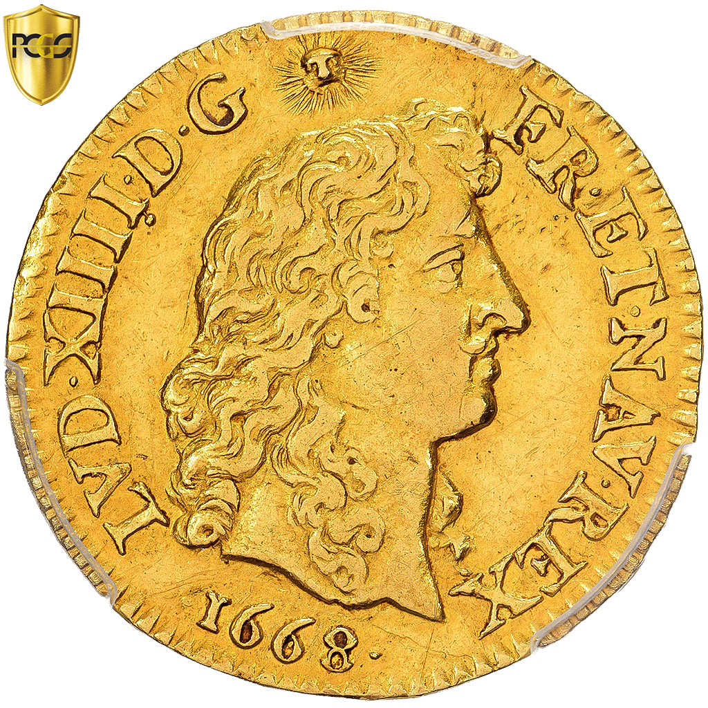 Francia, Louis XIV, 1/2 louis d'or à la tête nue, 1668, Paris, Pedigree, Oro