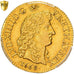 Francia, Louis XIV, 1/2 louis d'or à la tête nue, 1668, Paris, Pedigree, Oro