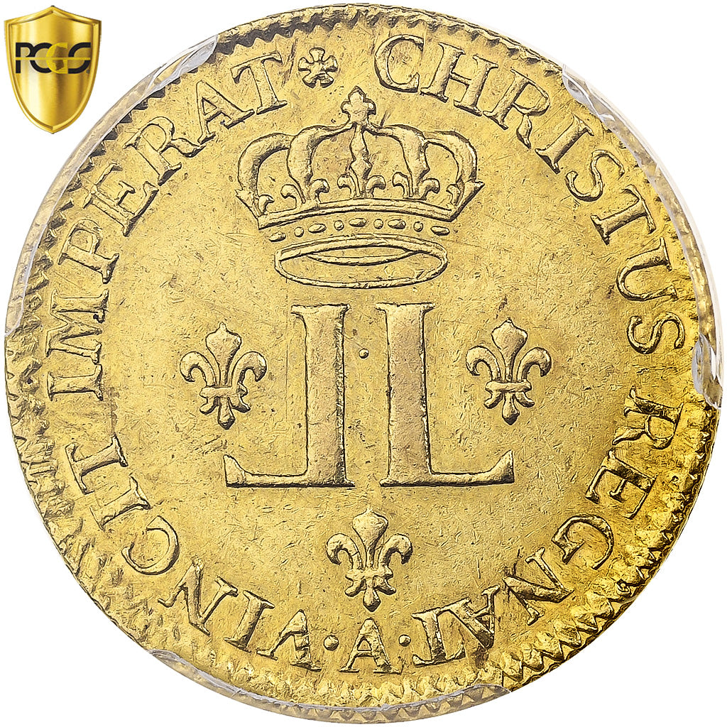 Francia, Louis XV, louis d'or aux 2 L, 1720, Paris, flan neuf, pedigree, Oro