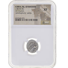 Moneta, Caria, Drachm, 88-84 BC, Rhodes, graded, NGC, XF, BB, Argento