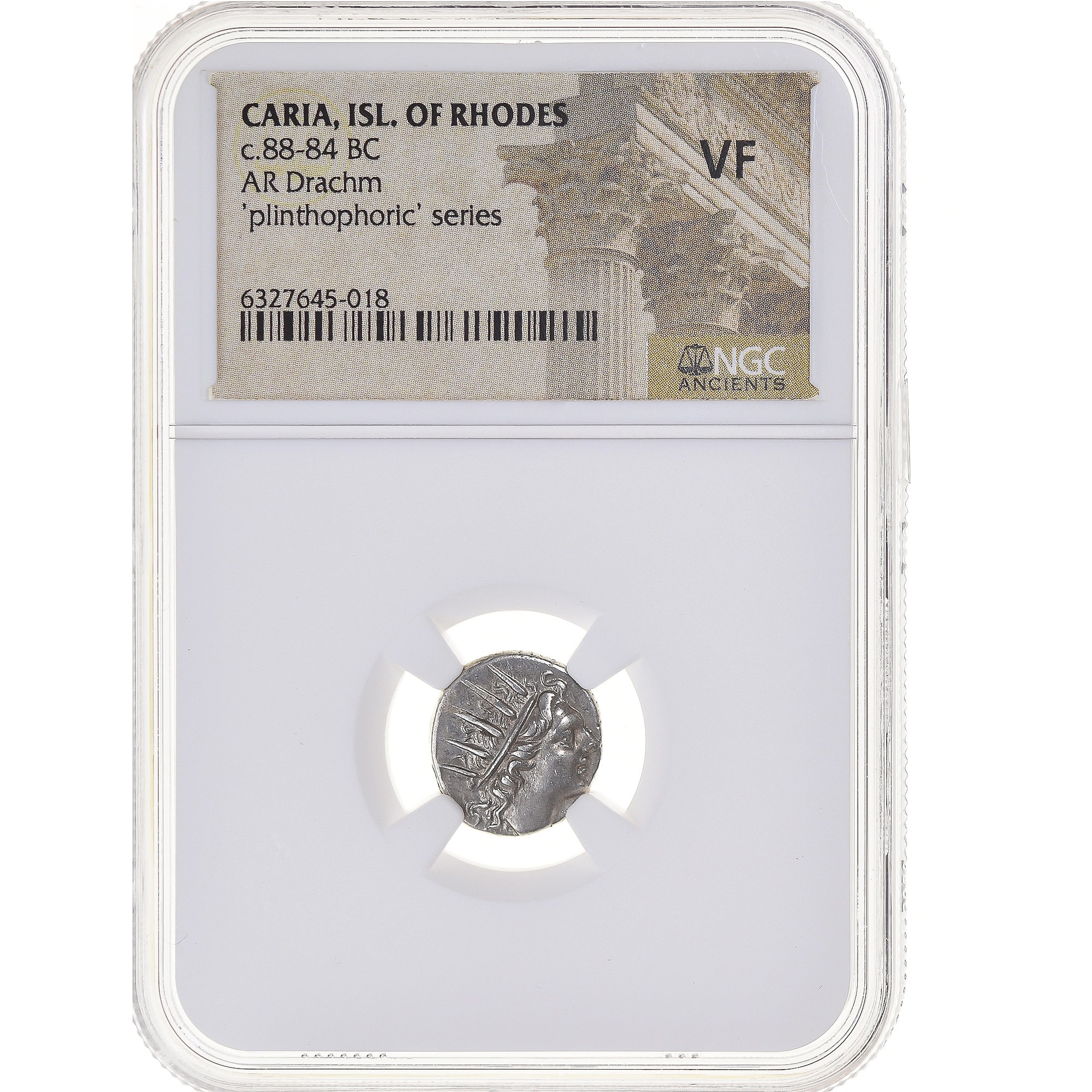 Munten, Carië, Drachm, 88-84 BC, Rhodes, Gegradeerd, NGC, VF, ZF, Zilver
