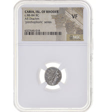 Coin, Caria, Drachm, 88-84 BC, Rhodes, graded, NGC, VF, EF(40-45), Silver
