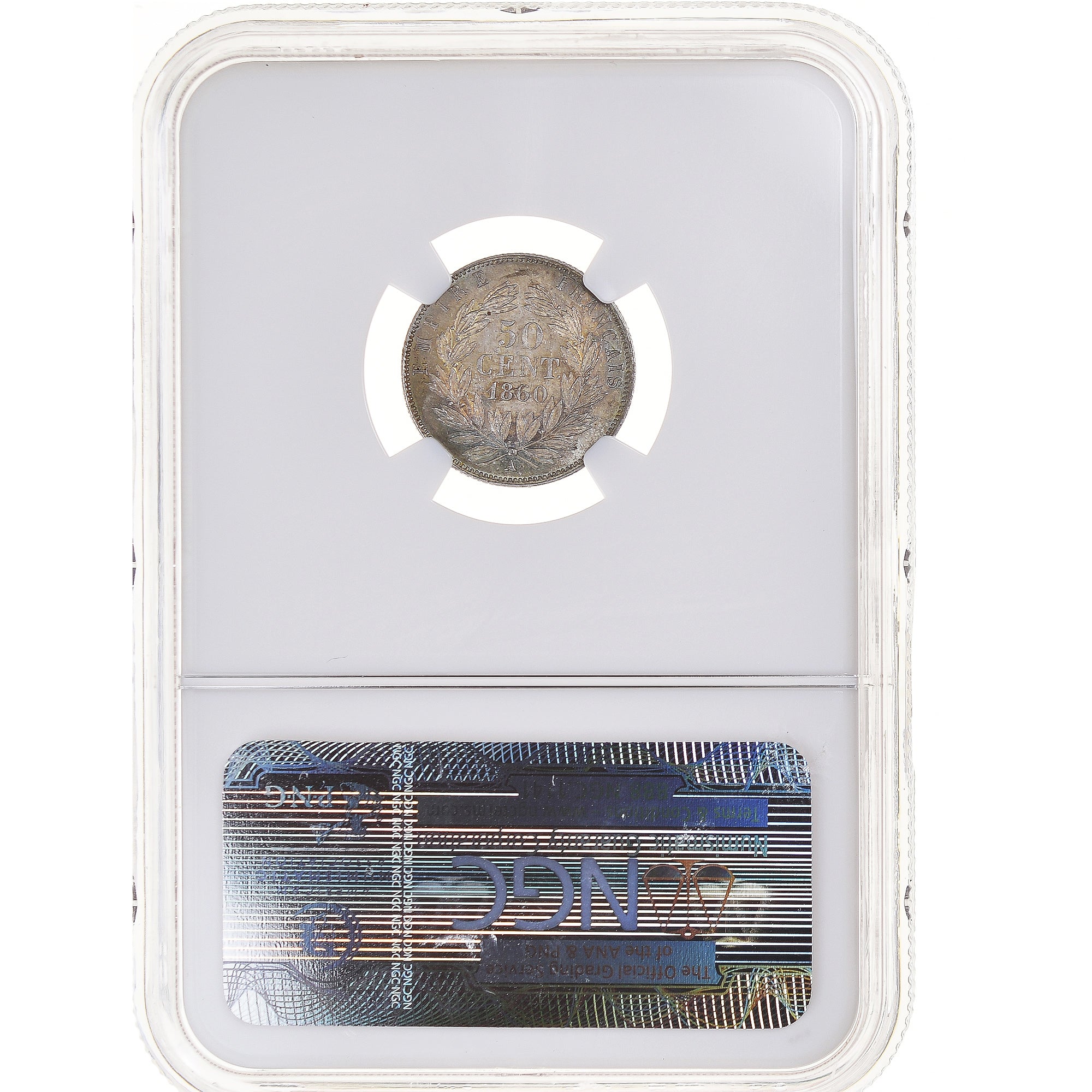 Moneta, Francia, Napoleon III, 50 Centimes, 1860, Paris, NGC, MS64, SPL+