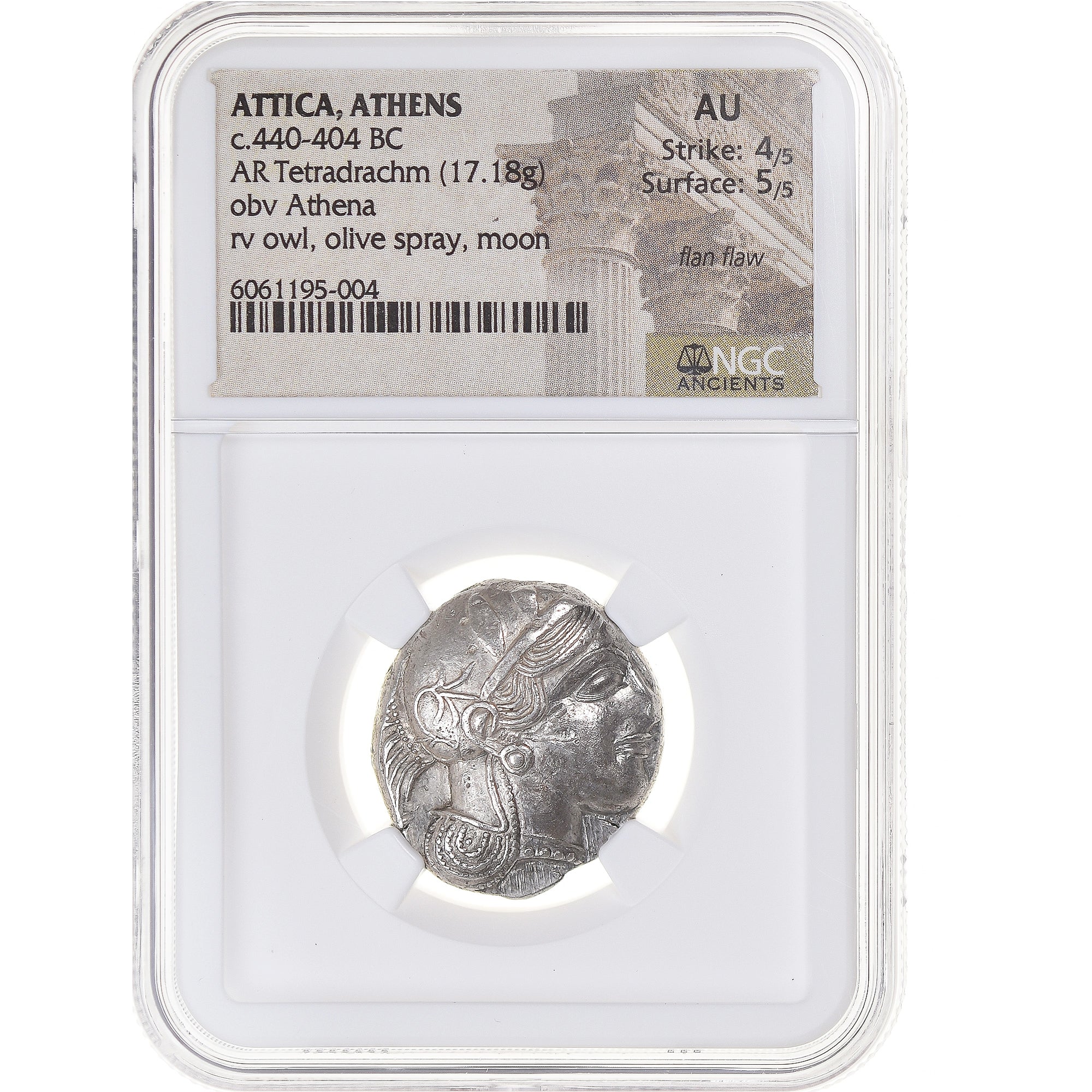 Attica, Tetradrachm, ca. 454-404 BC, Athens, Silver, NGC, AU 4/5-5/5
