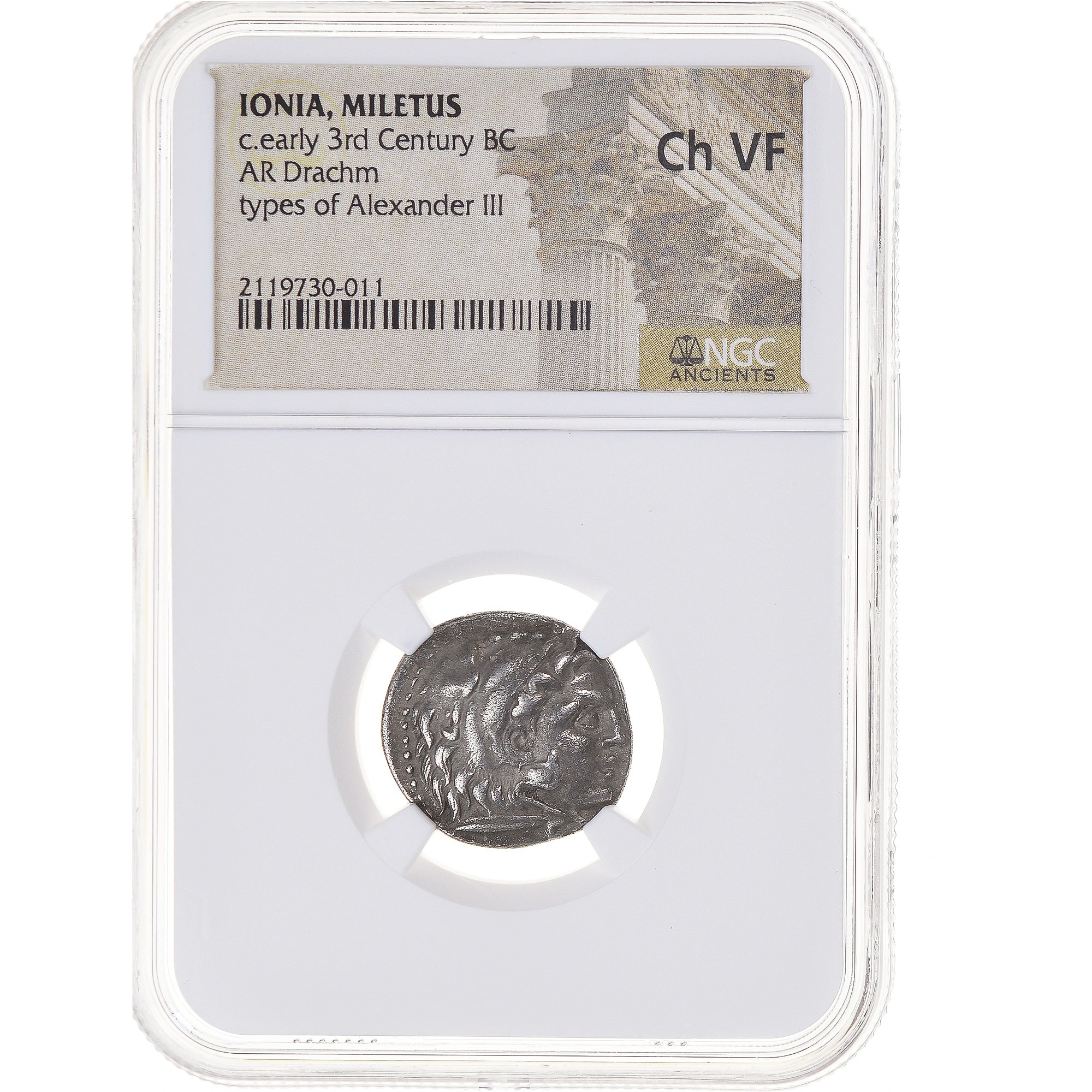 Coin, Ionia, Drachm, 3rd century BC, Miletos, posthumous issue, graded, NGC, Ch