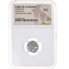 Coin, Caria, Drachm, 88-84 BC, Rhodes, graded, NGC, AU, AU(50-53), Silver