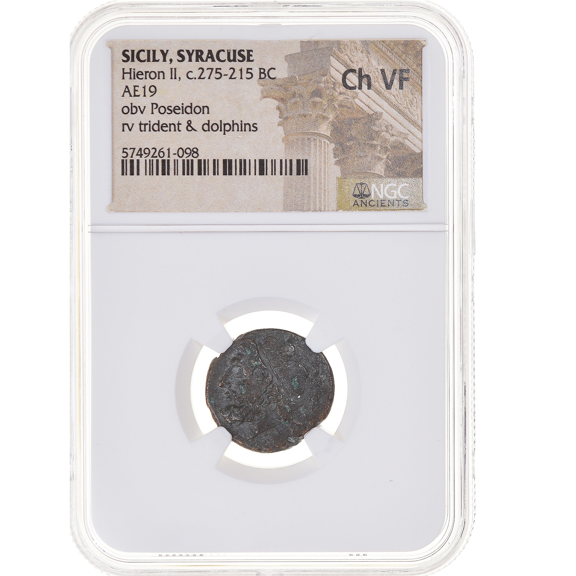 Moeda, Sicília, Hieron II, Litra, 275-215 BC, Syracuse, avaliada, NGC, Ch VF