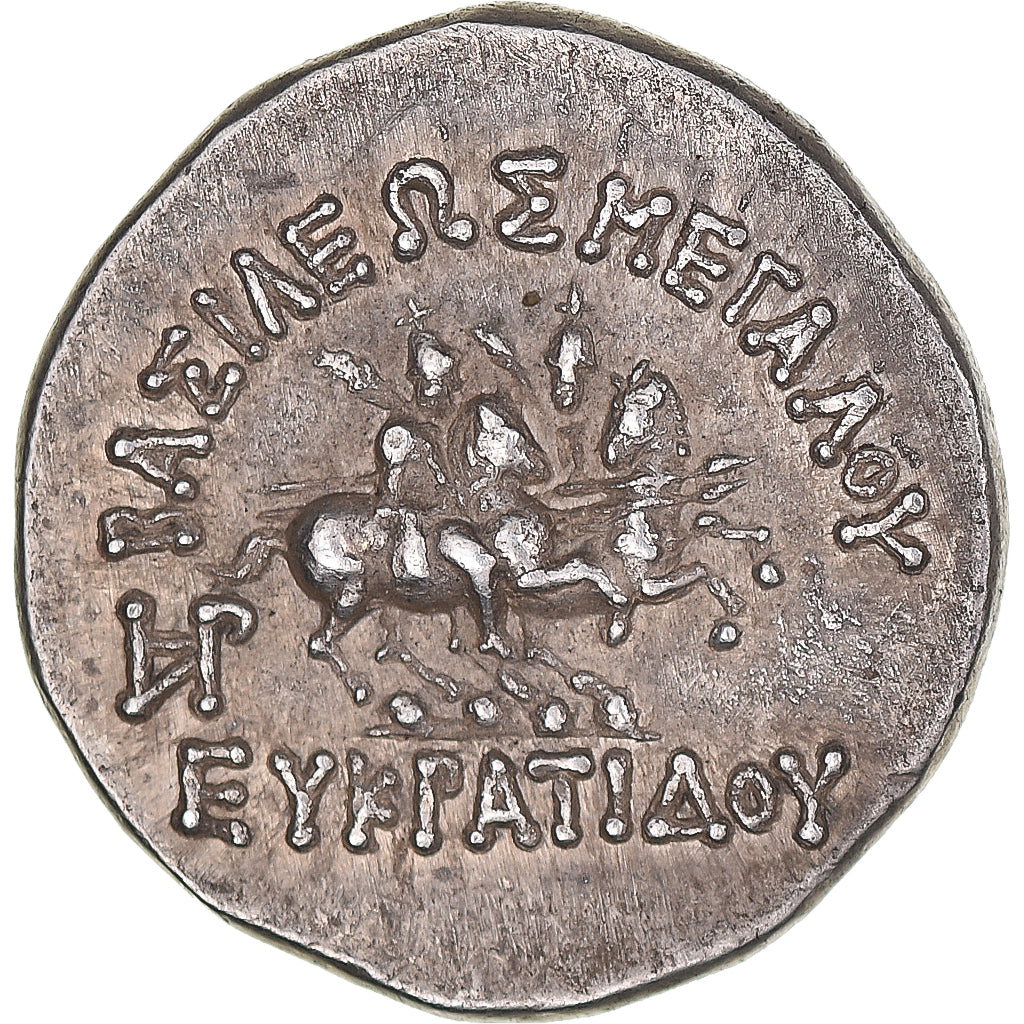 Koninkrijk Bactriane, Eukratides I, Drachm, 170-145 BC, Zilver, ZF+