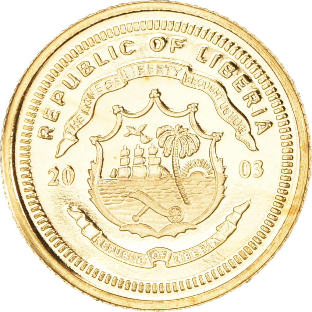 Liberia, 10 Dollars, Jean-Paul II, 2002, American Mint, FS, Gold plated, FDC