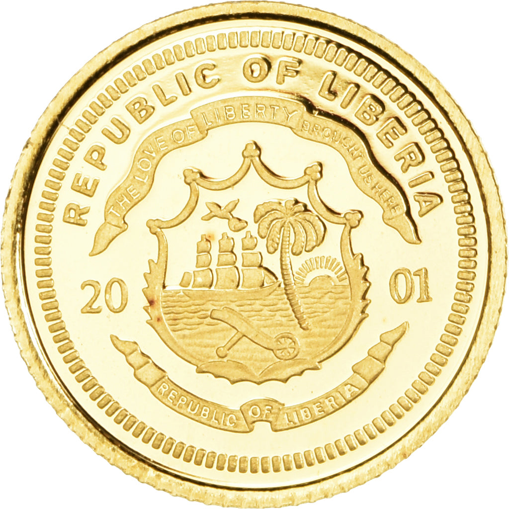 Coin, Liberia, Goethe, 25 Dollars, 2001, American Mint, Proof, MS(65-70), Gold