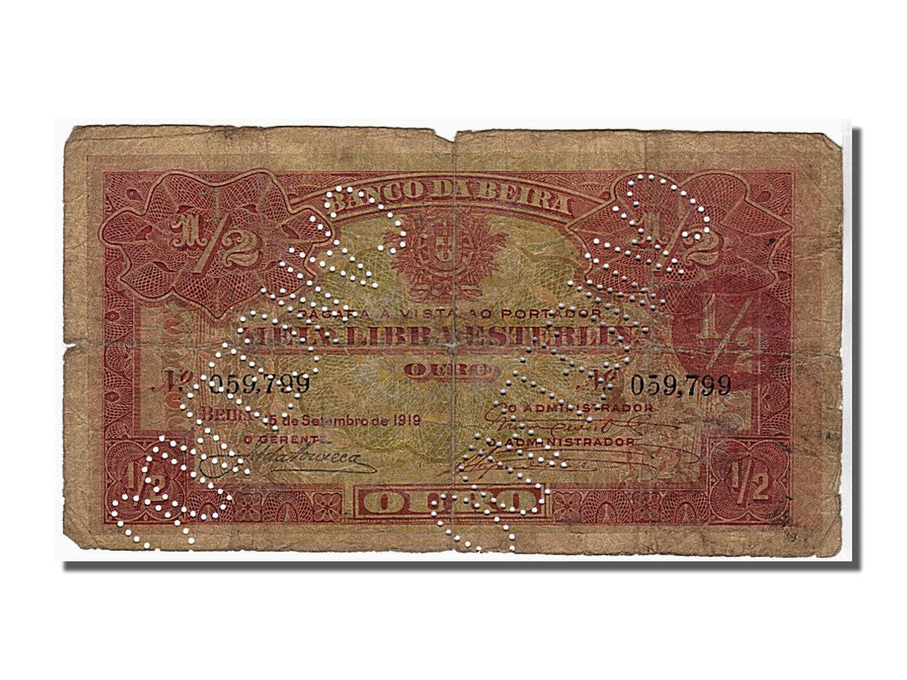 Banconote, Mozambico, 1/2 Libra, 1919, KM:R5, B