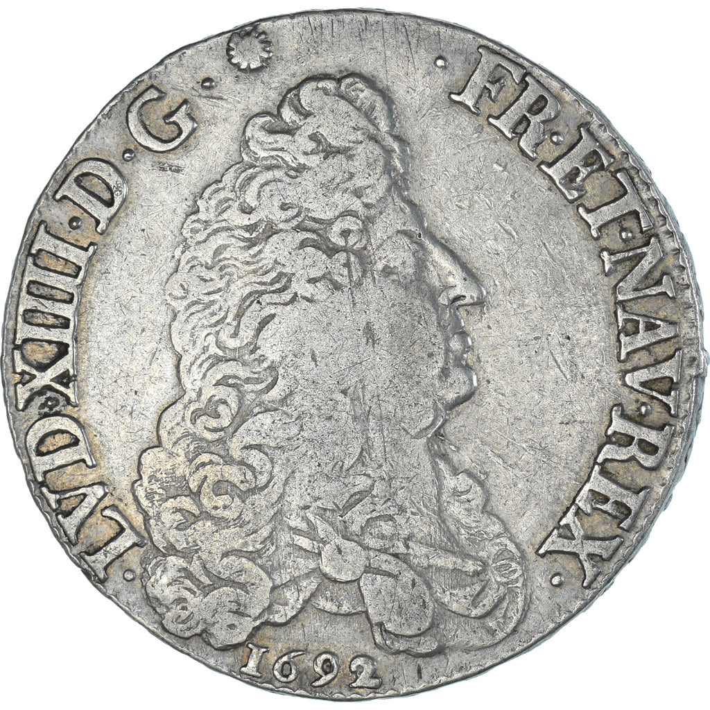 Francia, Louis XIV, Ecu aux 8 L, 1692, Riom, Flan neuf, Argento, BB, Gadoury:216