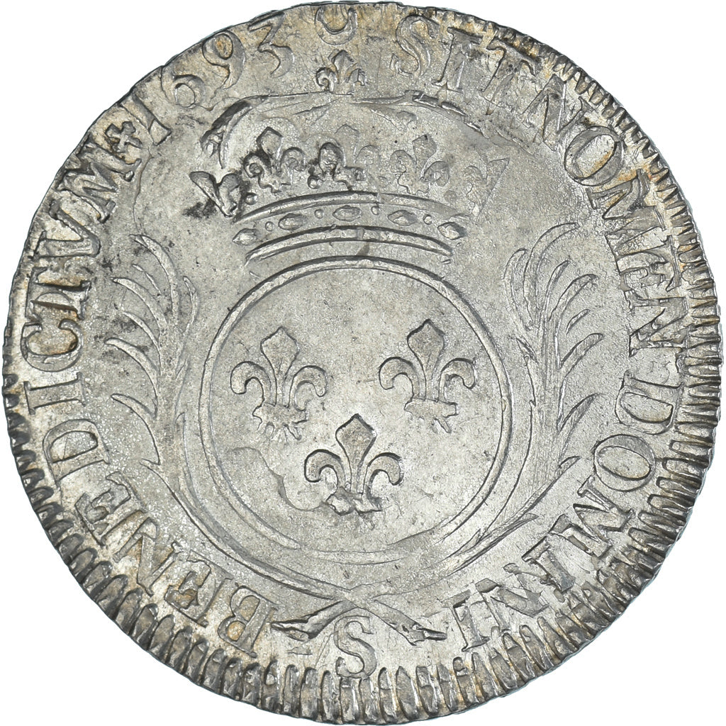 Francia, Louis XIV, 1/2 Ecu aux palmes, 1693, Reims, réformé, Argento, SPL-