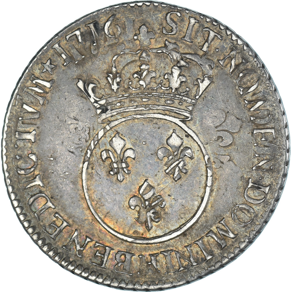 Munten, Frankrijk, Louis XV, 1/4 Ecu Vertugadin, 1716, La Rochelle, réformé