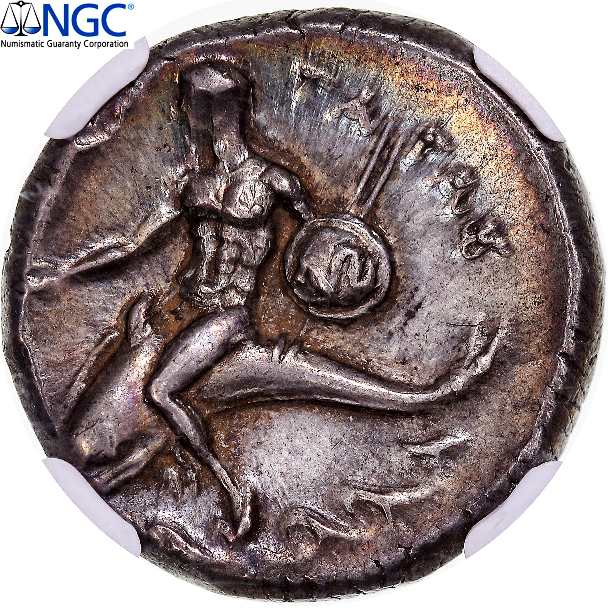 Calabre, Didrachme, ca. 280-272 BC, Tarentum, Argent, NGC, Ch AU 5/5-4/5