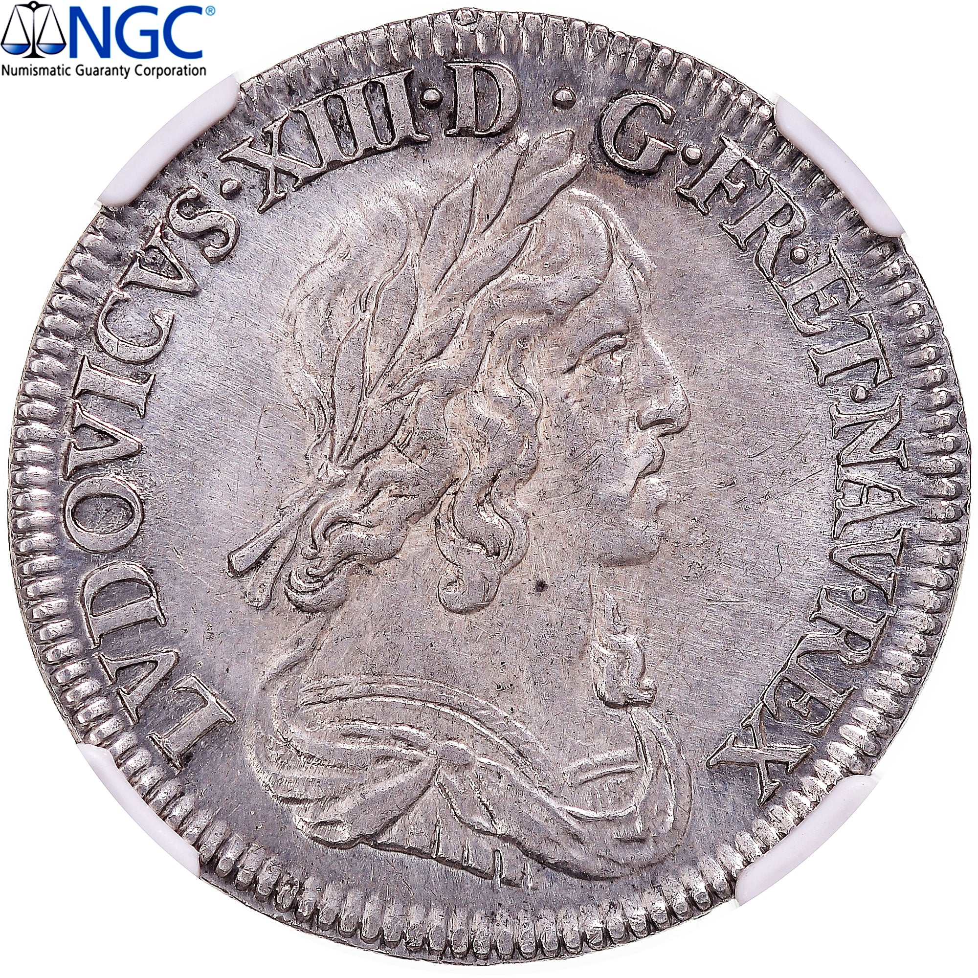 Frankrijk, Louis XIII, 1/4 Écu 2e poinçon de Warin, 1643, Paris, Zilver, NGC