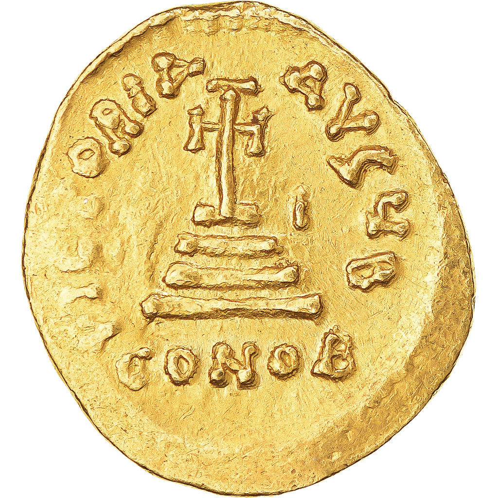 Heraclius, with Heraclius Constantine, Solidus, 613-638, Constantinople, Goud
