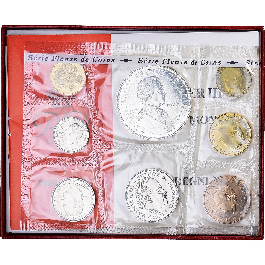 Monaco, Rainier III, Set 10 c. - 50 frs., 25th Anniversary of Accession