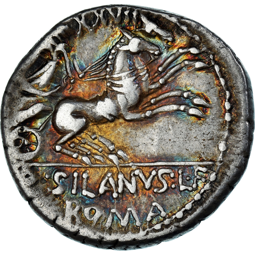 Junia, Denarius, 91 BC, Rome, Prata, AU(50-53), Crawford:337/3