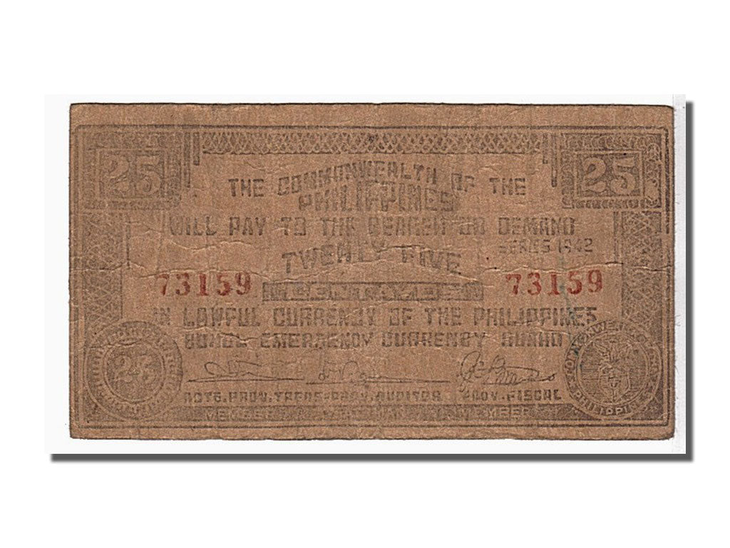Banknot, Filipiny, 25 Centavos, 1942, KM:S132f, EF(40-45)