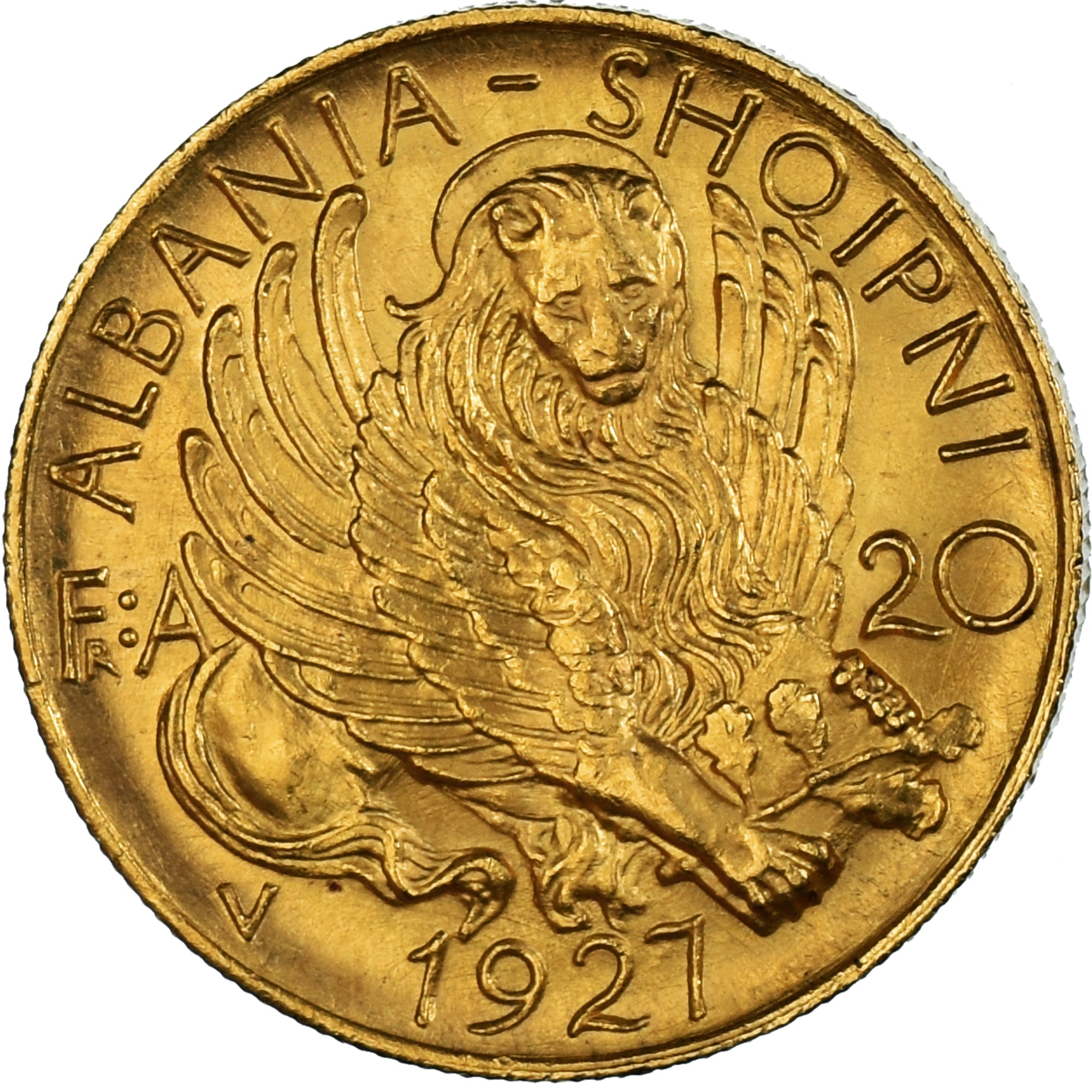 Albania, 20 Franga Ari, Skanderbeg, 1927, Vienna, Oro, PCGS, MS65, KM:12