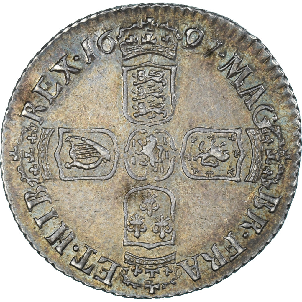 Coin, Great Britain, William III, 6 Pence, 1697, AU(55-58), Silver, Spink:3538