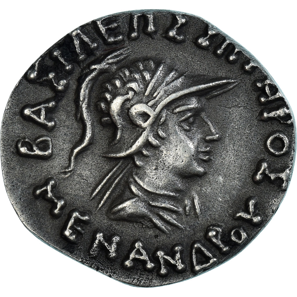 Münze, Indo-Greek Kingdom, Menander, Drachm, ca. 155-130 BC, VZ, Silber