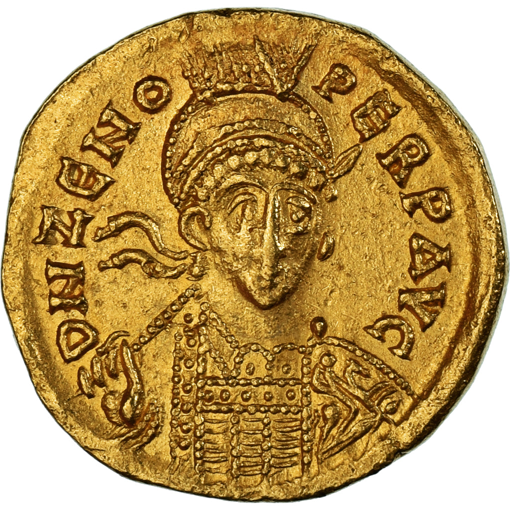 Zeno, Solidus, 476-491, Constantinople, Gold, AU(55-58), RIC:X-911