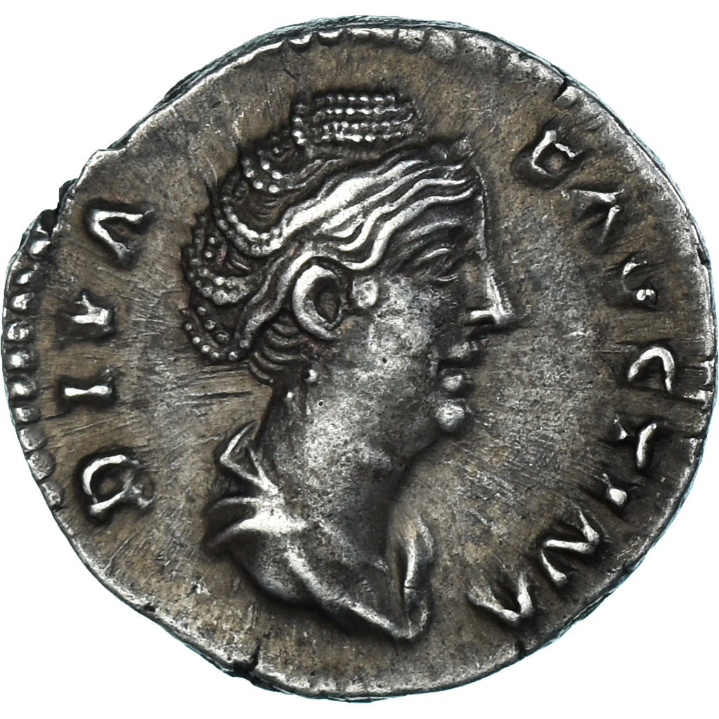 Moeda, Diva Faustina I, Denarius, 141, Rome, AU(55-58), Prata, RIC:III-343